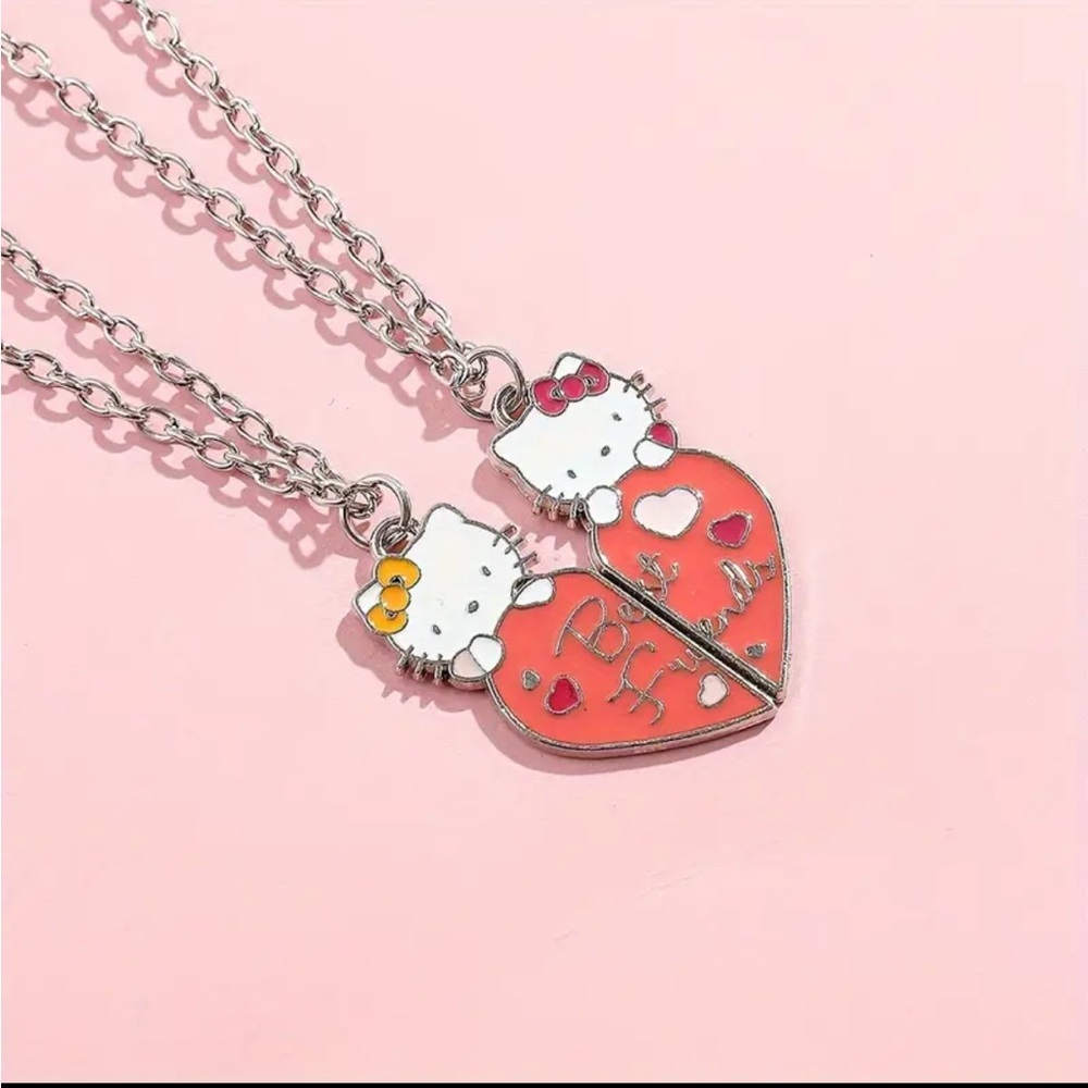 Brand new hello kitty best friends matching half heart necklaces